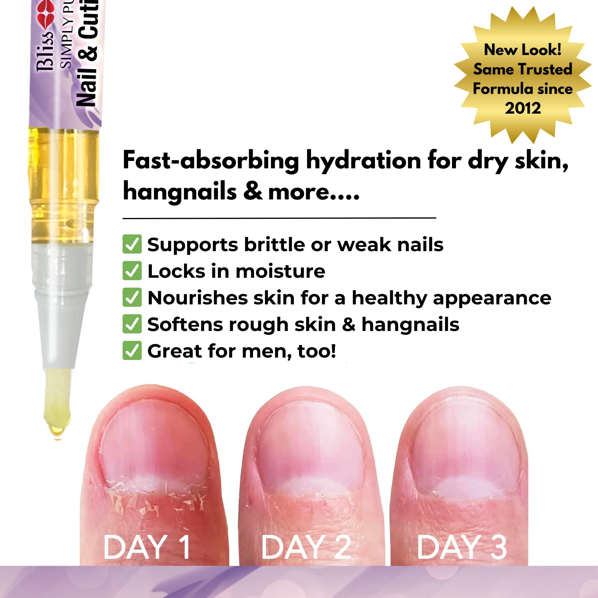 Bliss Kiss | 4 Lavender Vanilla Cuticle Oil Pen with Vitamin E & Jojoba – Nail Strengthener