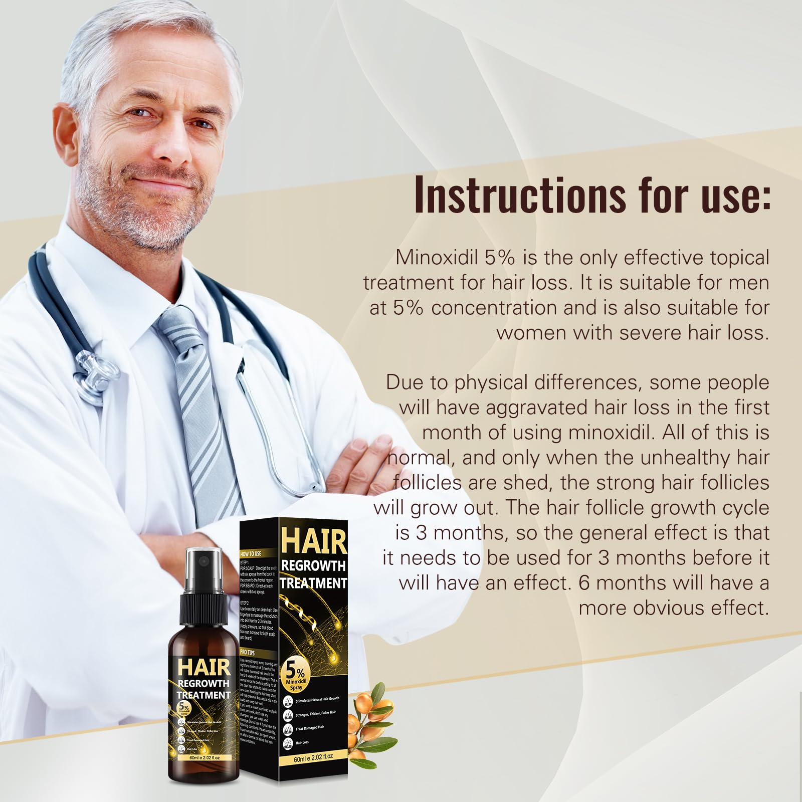 BLISSMATE 5% Minoxidil Hair Regrowth Spray for Men & Women | Thinning Hair & Beard Solution