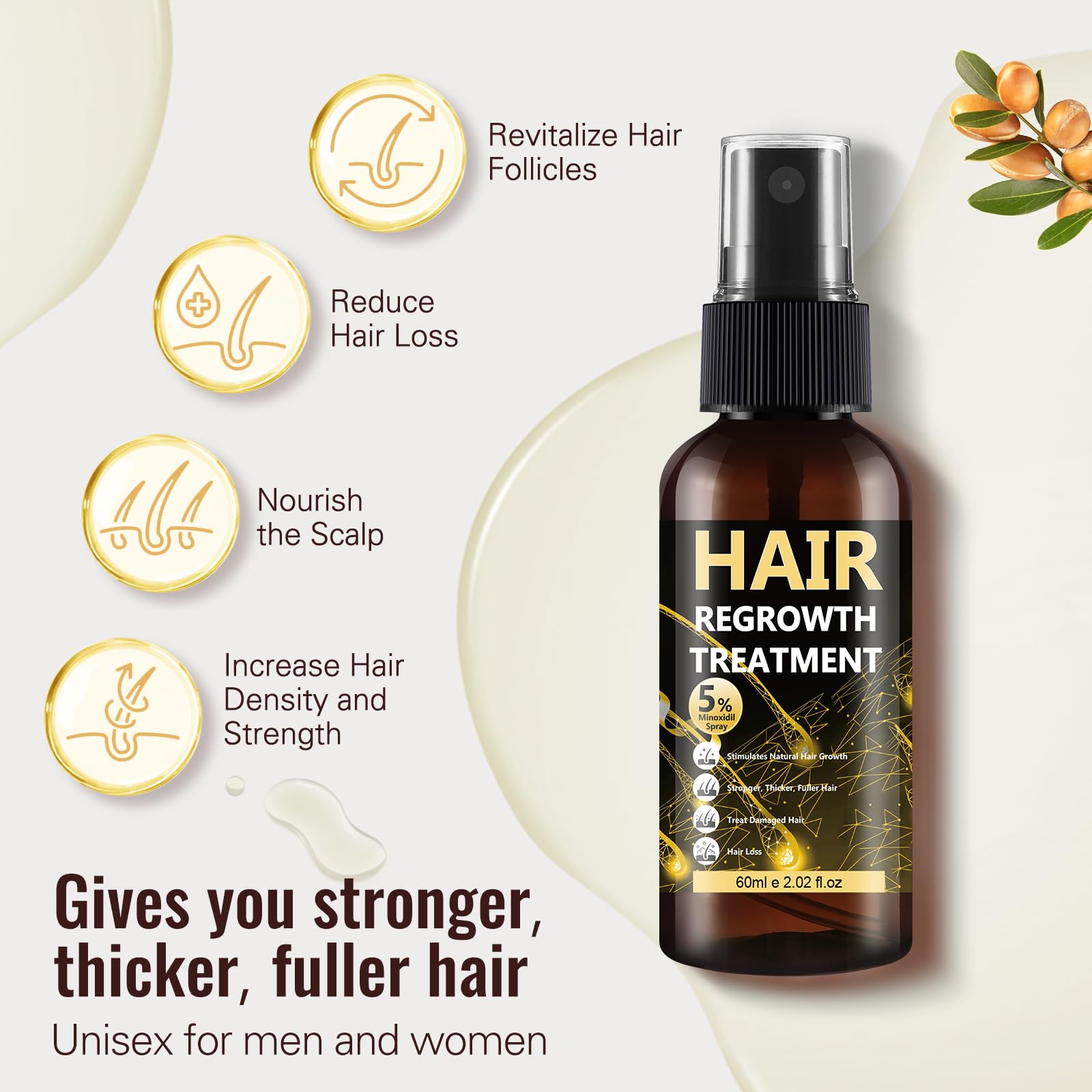 BLISSMATE 5% Minoxidil for Men & Women – Hair Regrowth Spray & Topical Solution