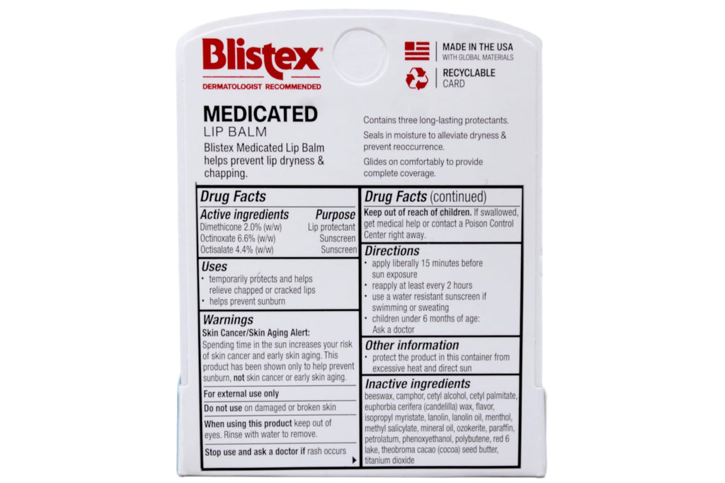 Blistex Medicated Lip Balm SPF 15 (0.15 oz) — Hydrating Lip Care, Pack of 24