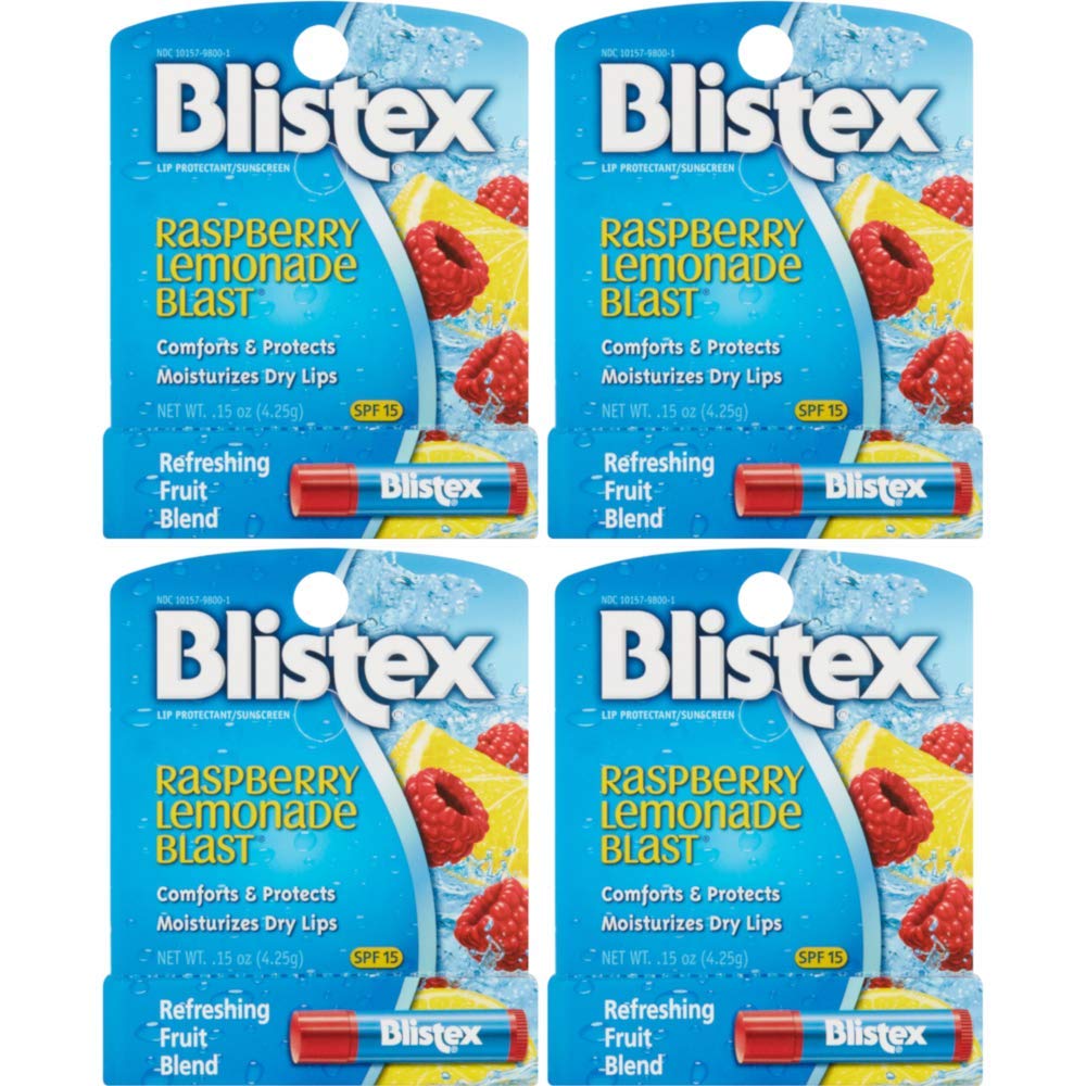 Blistex Raspberry Lemonade Blast Lip Balm – Pack of 4 | Hydrating Lip Care with Vitamins C & E