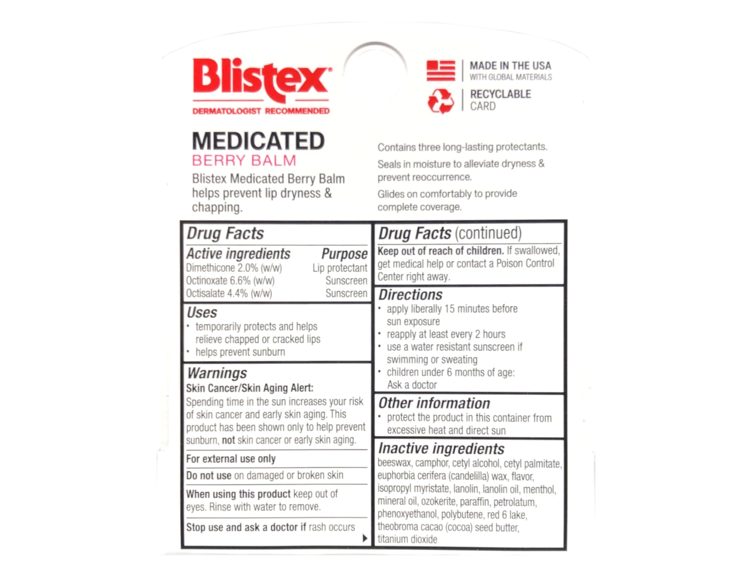 Blistex Medicated Lip Balm Berry SPF 15 – 15oz Tubes (12 Pack)