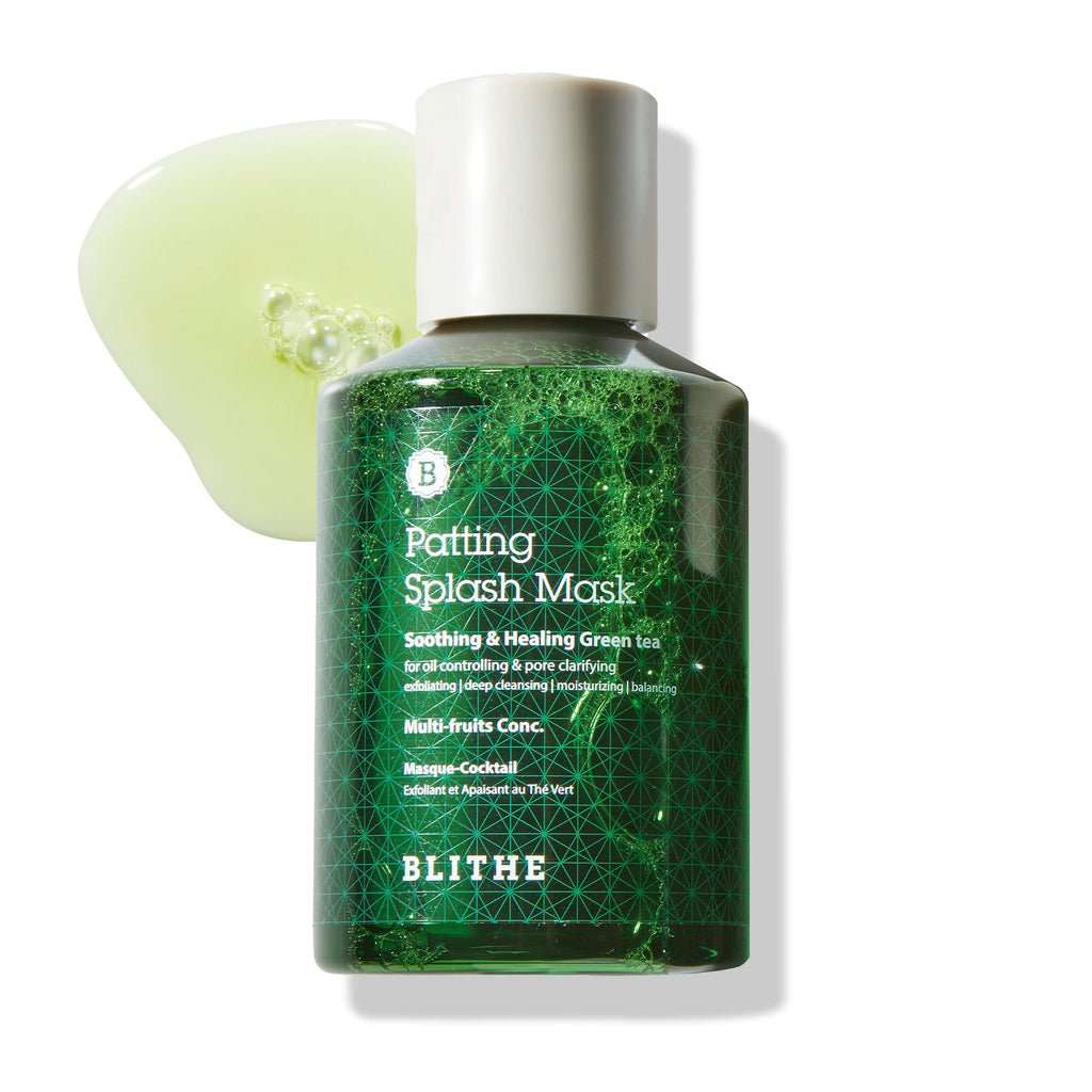 BLITHE Patting Splash Mask – Green Tea Lactic Acid Exfoliating Face Wash for Acne‑Prone Skin, Vegan, Pore Clarifying, 5.07 fl oz