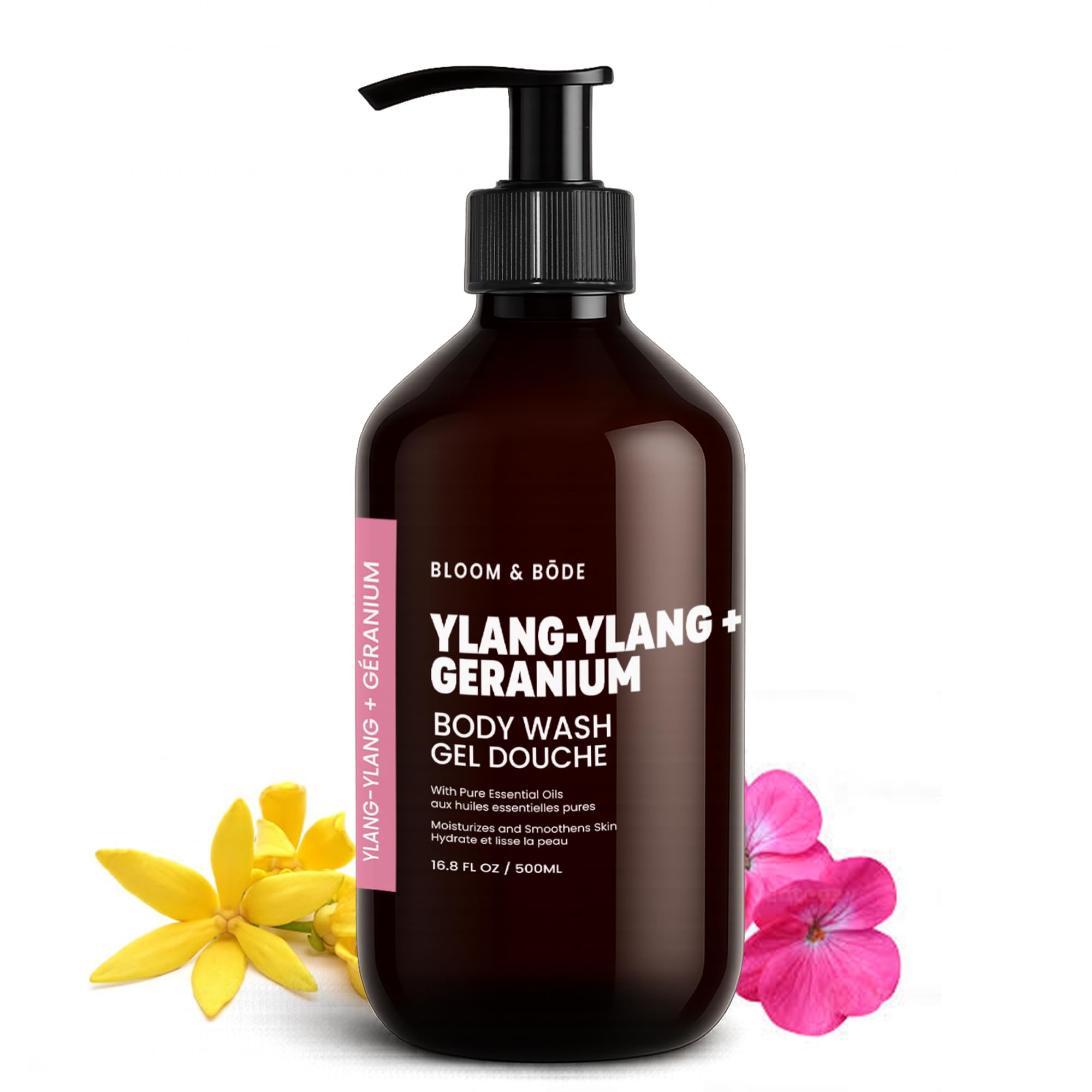 Bloom & Bōde Ylang-Ylang + Geranium Body Wash Gel – Sulfate-Free, Plant-Based, 500 mL (16.9 oz)