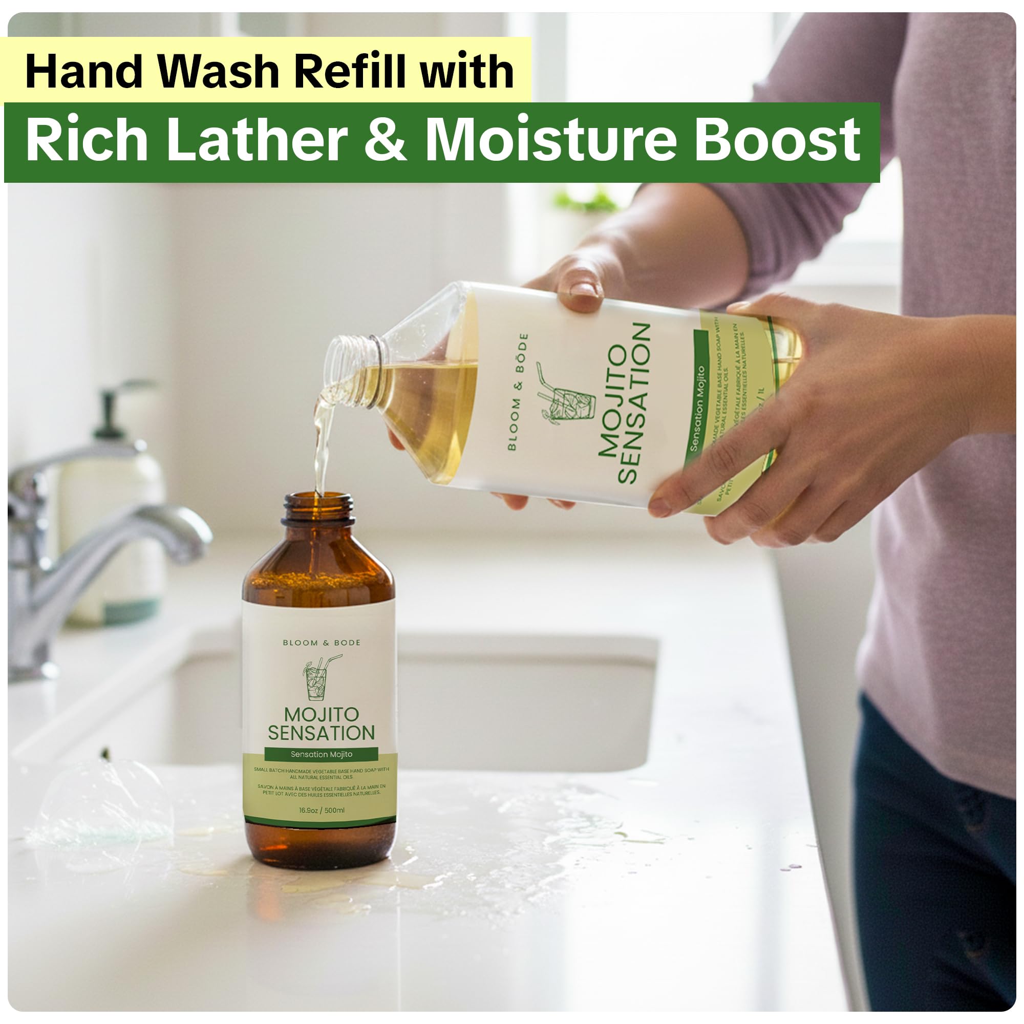 Bloom & Bōde Mojito Sensation Luxury Hand Soap Refill — Gentle, Aloe Vera, 33.8 oz