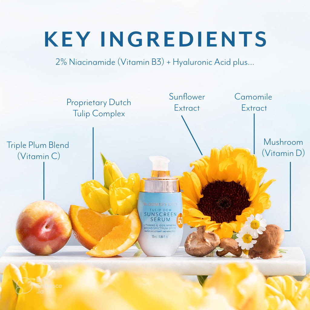Bloomeeffects Tulip Dew Sunscreen Serum SPF 50 | Mineral, Water-Resistant 40m | Cruelty-Free (55 ml)