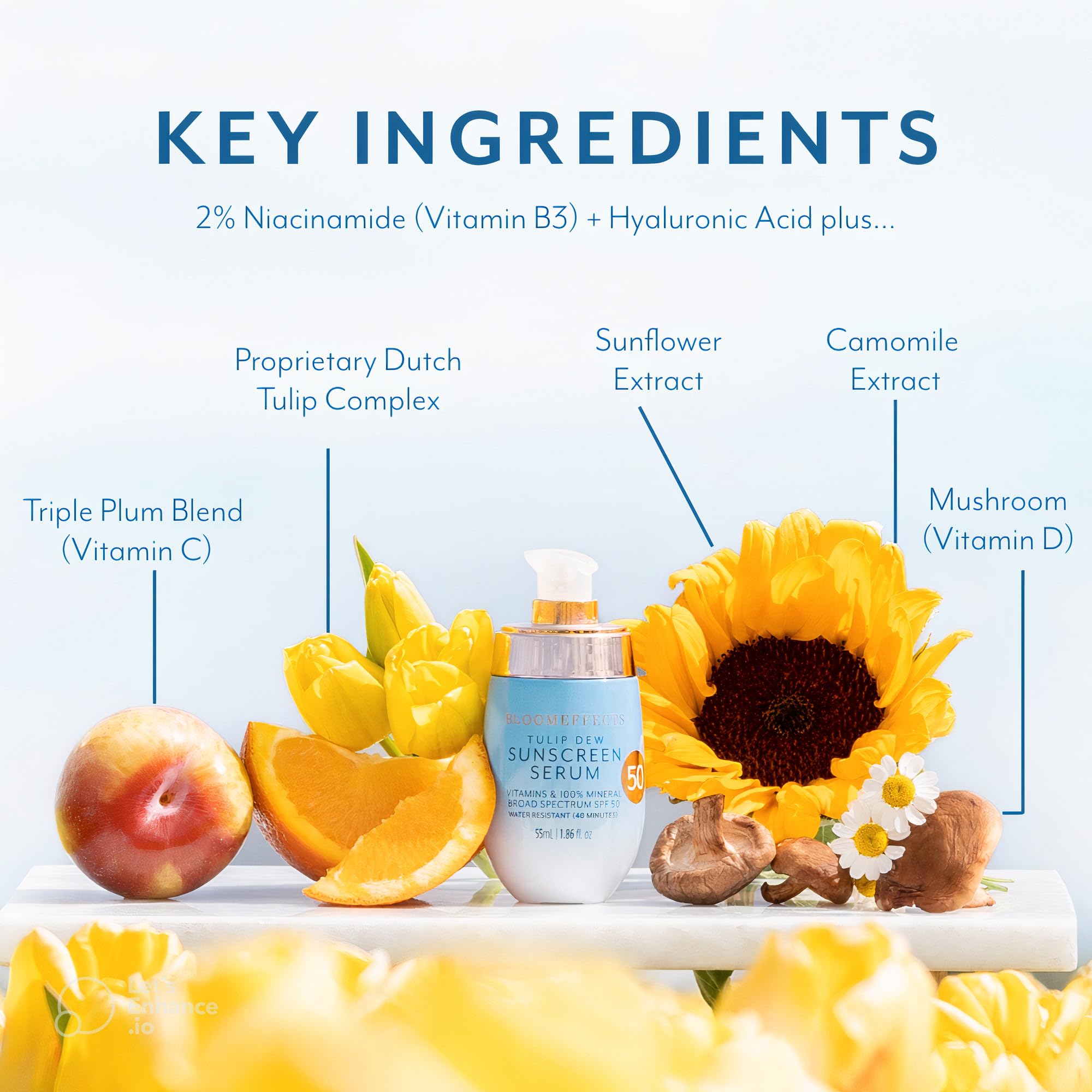 Bloomeeffects Tulip Dew Sunscreen Serum SPF 50 | Mineral, Water-Resistant 40m | Cruelty-Free (55 ml)