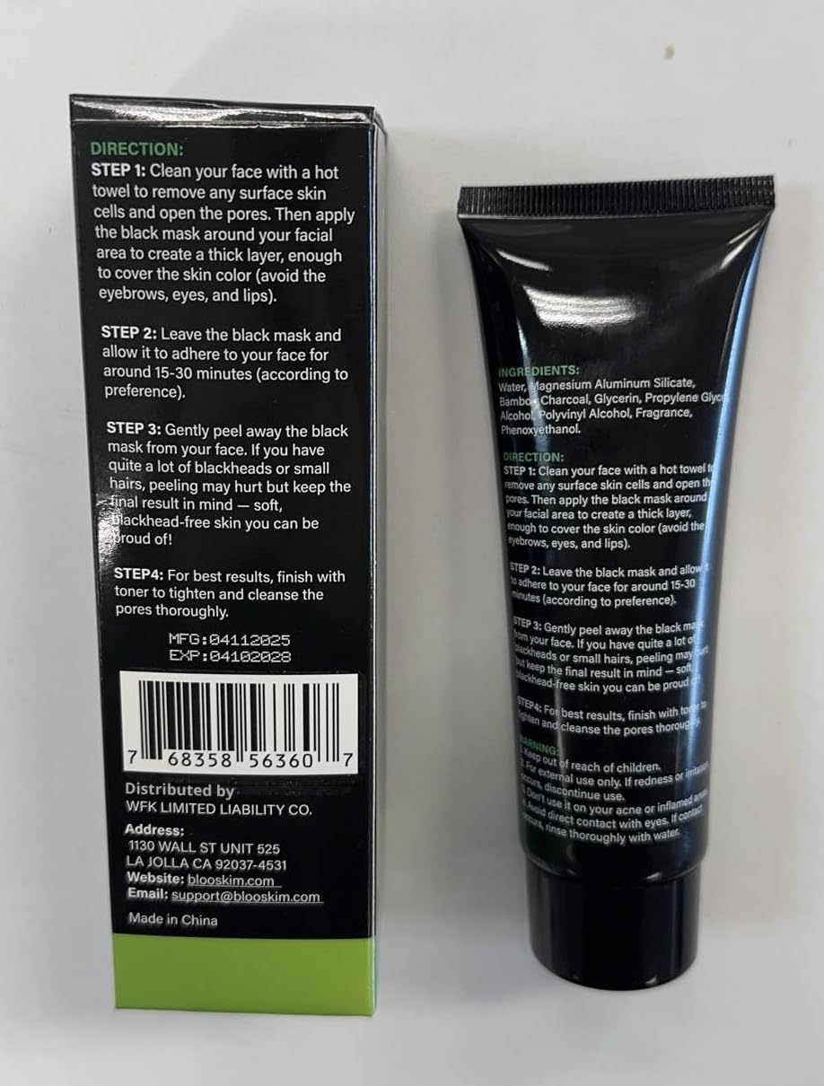Blooskim Blackhead Remover Mask – Charcoal Peel Off Face Mask for Oily & Combination Skin, 2.8 oz