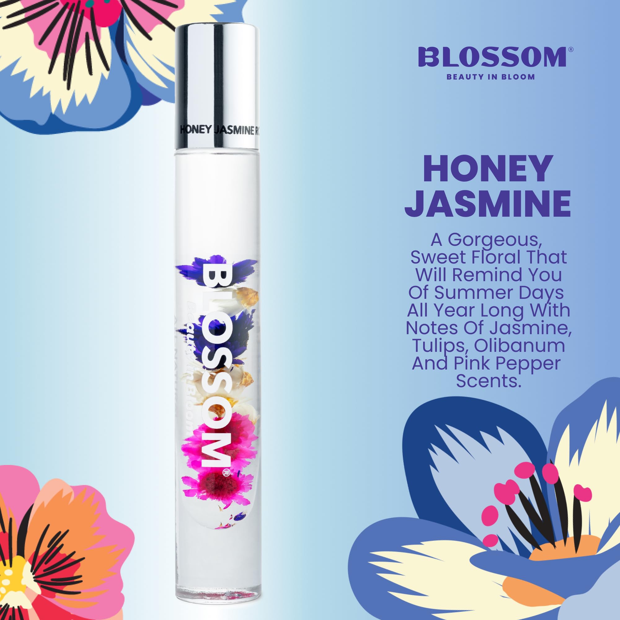 Blossom Honey Jasmine Roll-On Perfume Oil – Alcohol-Free, Real Flowers, Made in USA
