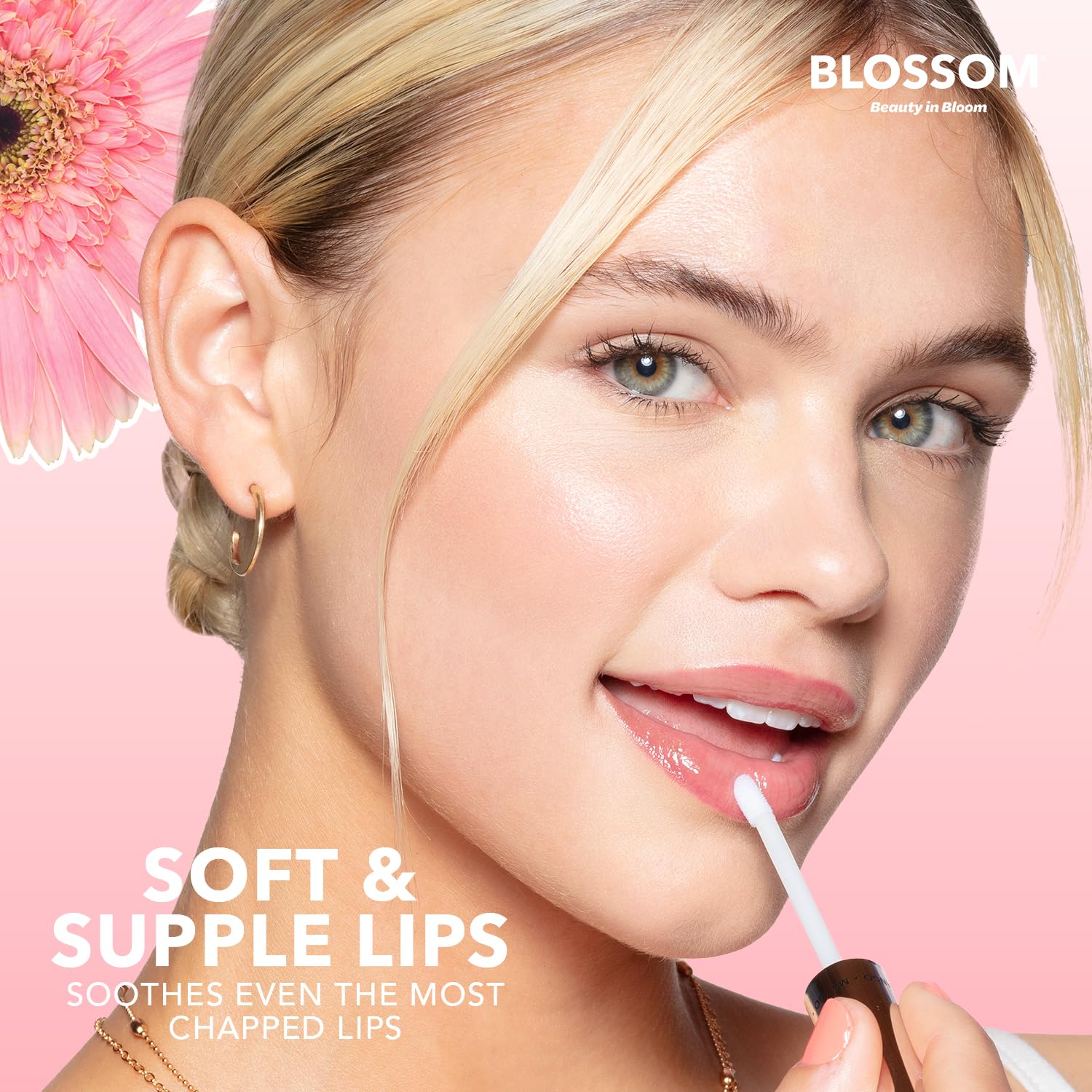 Blossom Lip Oil with Real Flowers – Hydrating Olive & Grape Seed Oil, 2-Pack (Coconut & Watermelon)