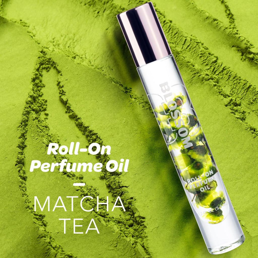 Blossom Roll-On Perfume for Women – Alcohol-Free Gourmand Matcha Tea (0.20 oz) | Made in USA