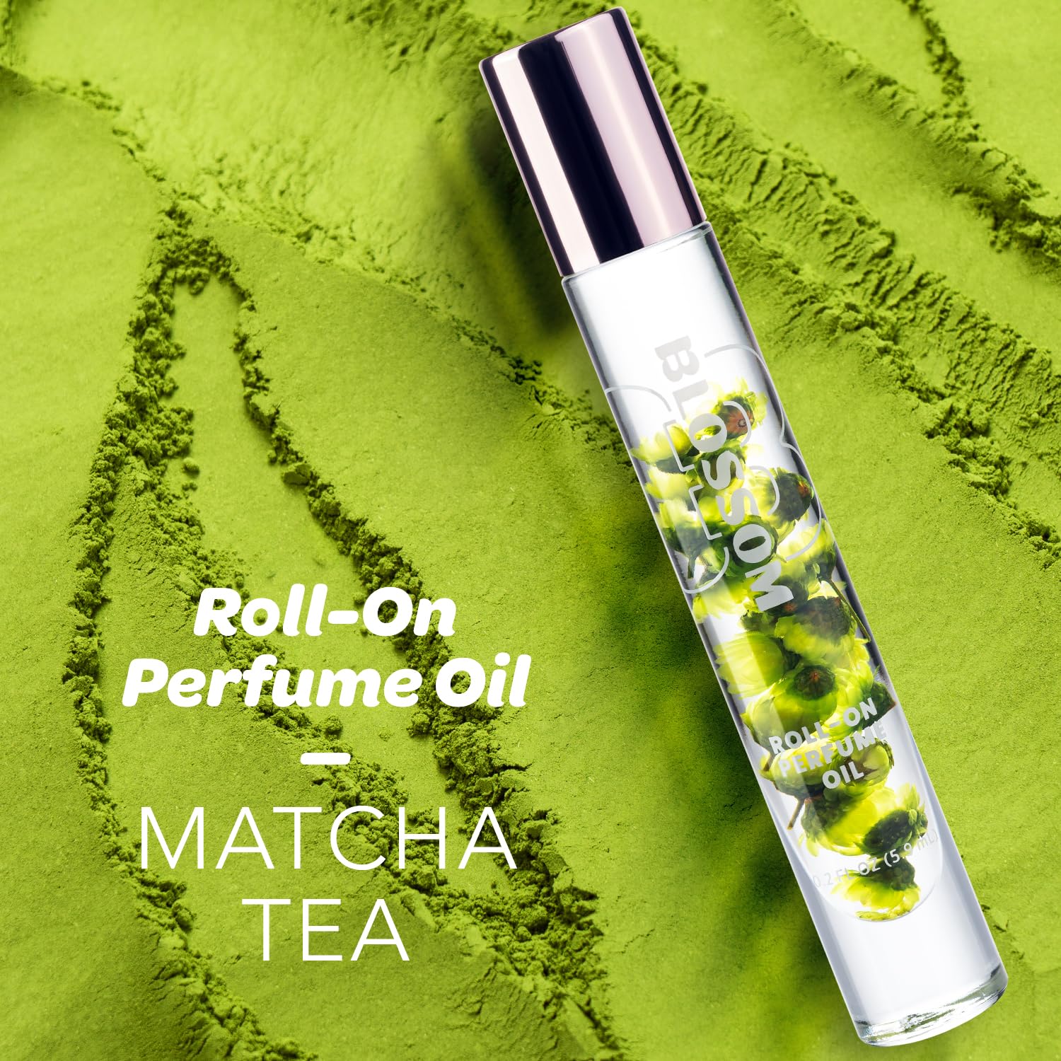 Blossom Roll-On Perfume for Women – Alcohol-Free Gourmand Matcha Tea (0.20 oz) | Made in USA