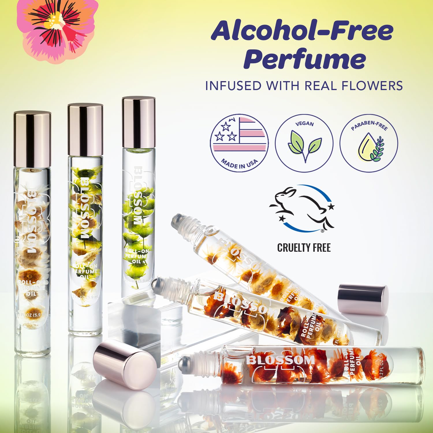 Blossom Roll-On Perfume for Women – Alcohol-Free Gourmand Matcha Tea (0.20 oz) | Made in USA