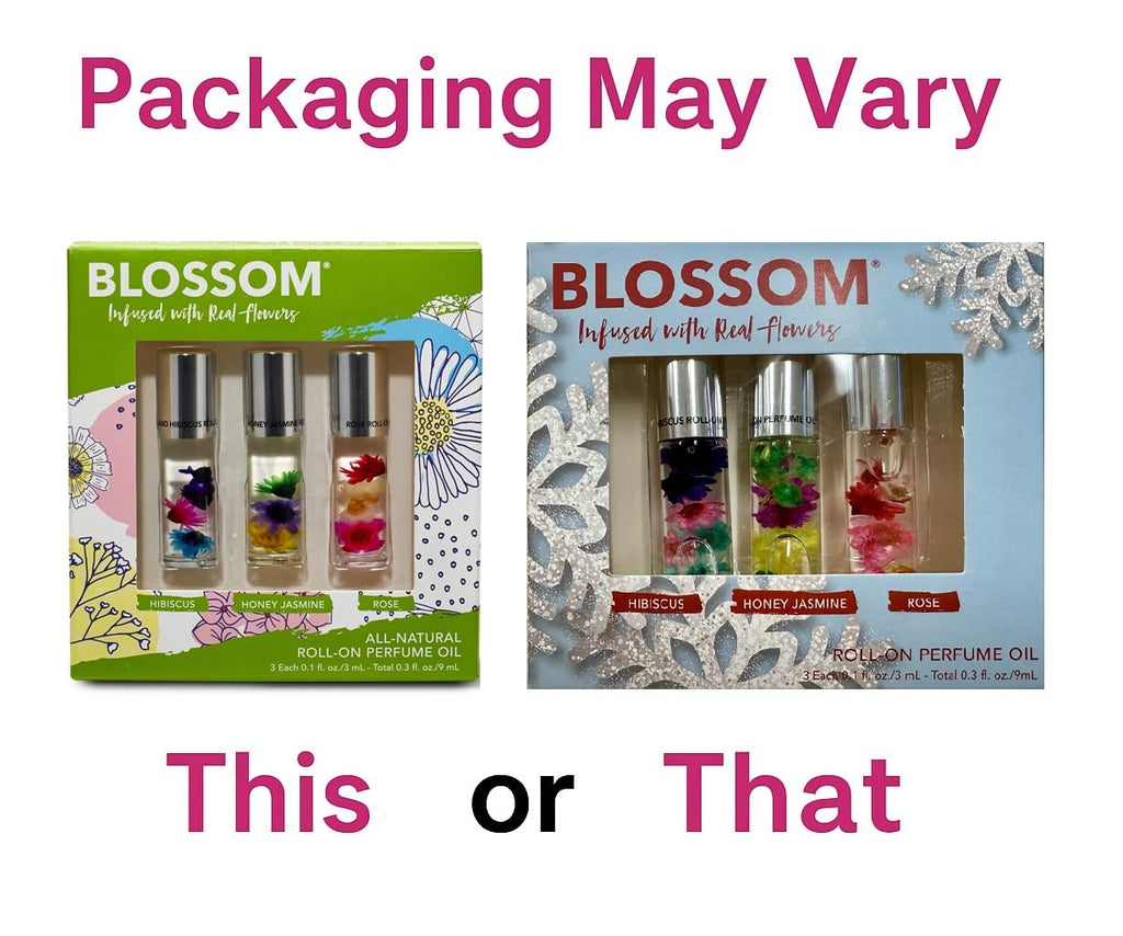 Blossom Roll-On Perfume for Women – Alcohol-Free 3-Pack Mini Gift Set (0.3oz Each)