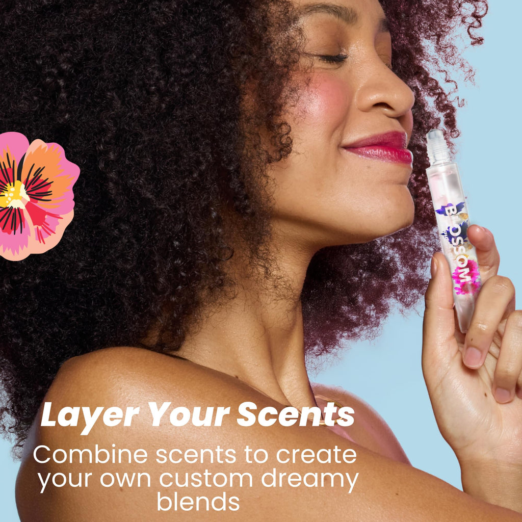 Blossom Roll-On Perfume for Women – Alcohol-Free 3-Pack Mini Gift Set (0.3oz Each)