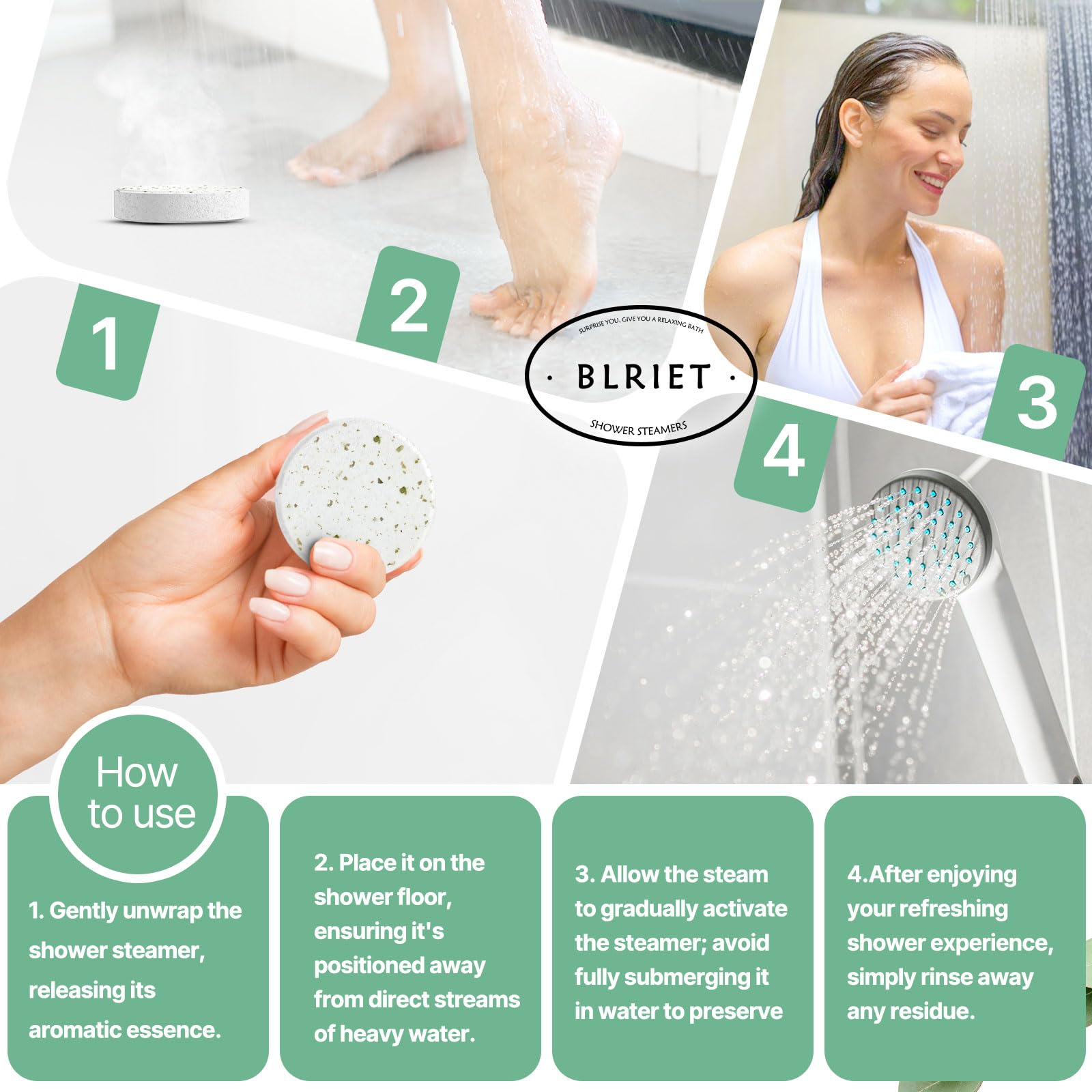 BLRIET Shower Steamers Aromatherapy 18-Pack – Mint & Lavender, Relaxation & Stress Relief