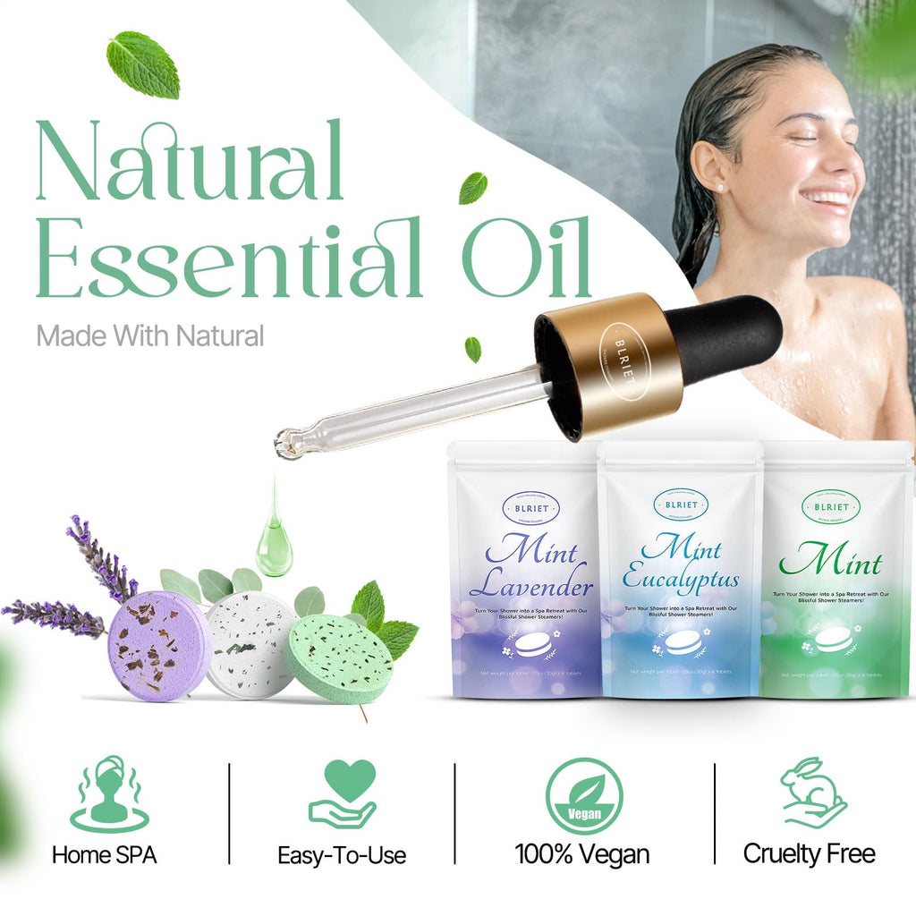 BLRIET Shower Steamers Aromatherapy 18-Pack – Mint & Lavender, Relaxation & Stress Relief