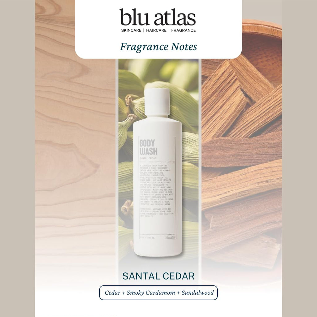 Blu Atlas Body Wash, 8 oz – Sulfate-Free Moisturizing Gel for Men | Santal Cedar