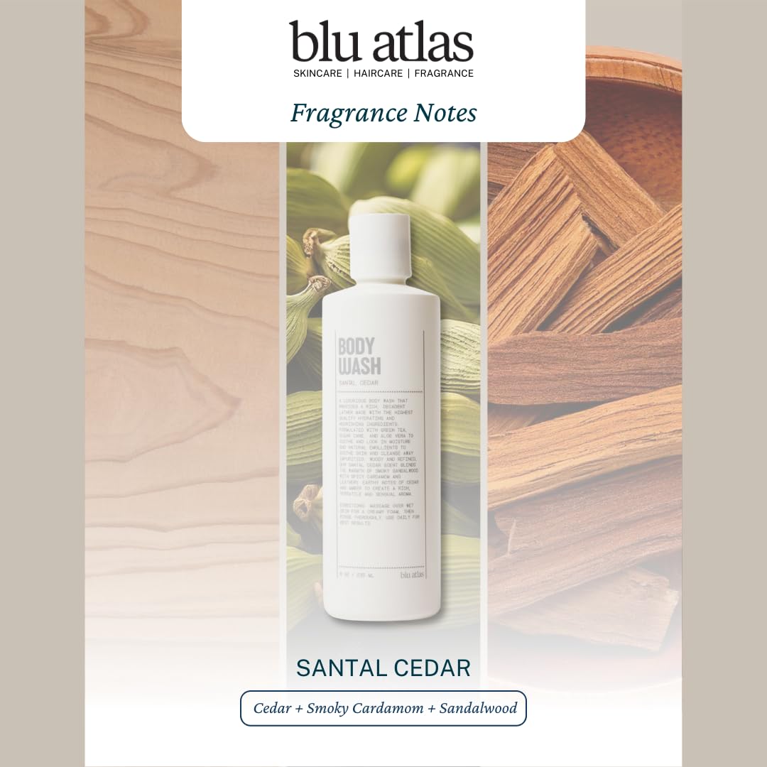 Blu Atlas Body Wash, 8 oz – Sulfate-Free Moisturizing Gel for Men | Santal Cedar