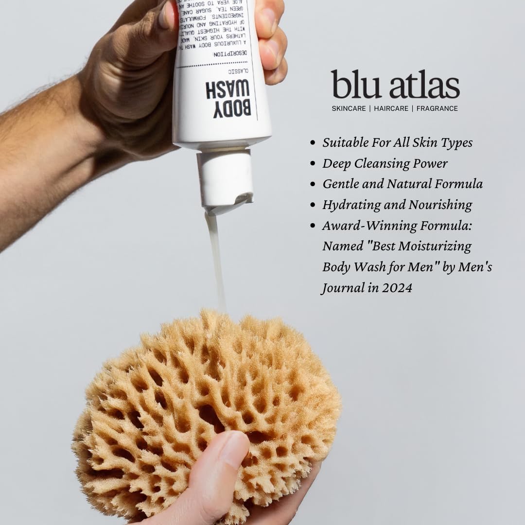 Blu Atlas Body Wash, 8 oz – Sulfate-Free Moisturizing Gel for Men | Santal Cedar