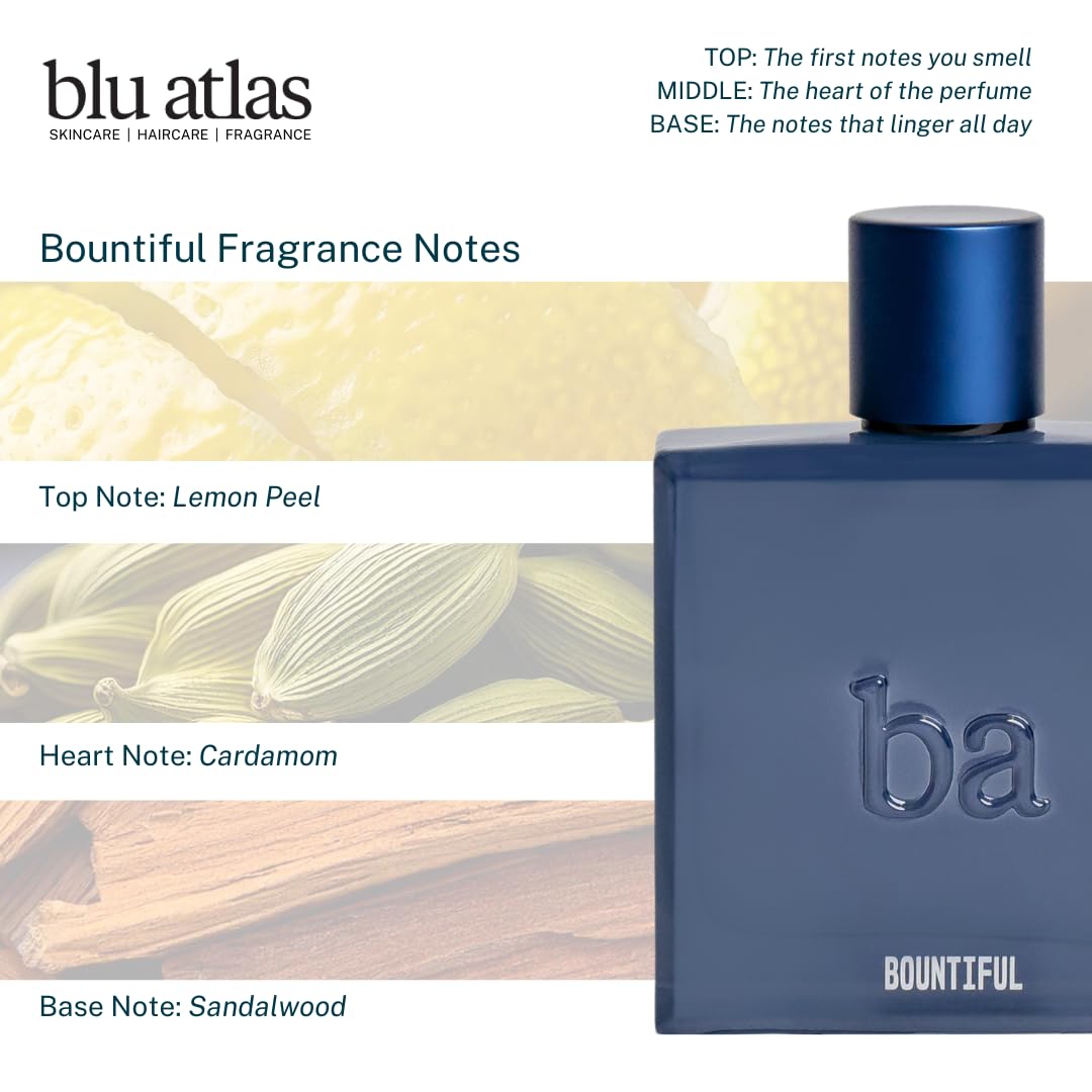 Blu Atlas Bountiful Eau de Parfum for Men – Long-Lasting Woody & Floral (100 ml)