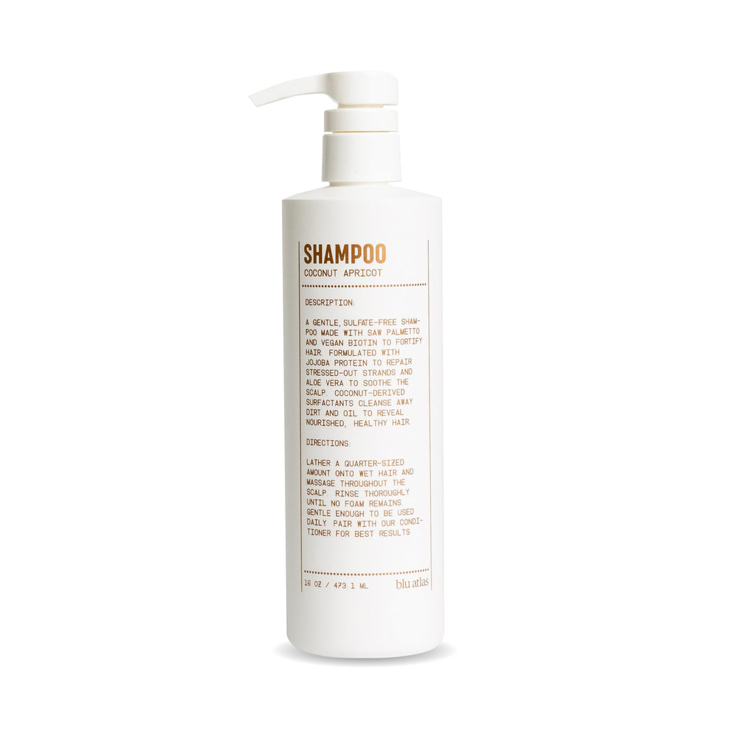 Blu Atlas Men's Natural Shampoo – Organic, Sulfate-Free & Paraben-Free | Deep Cleansing & Hydration | Coconut Apricot Scent | Made in USA | 16 oz