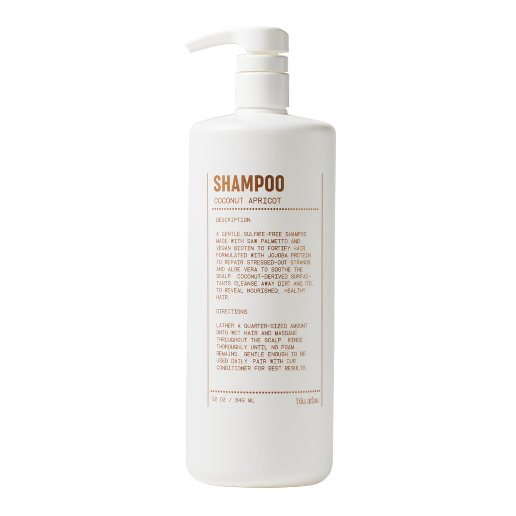 Blu Atlas Men's Natural Shampoo – Organic, Sulfate-Free, Paraben-Free – Coconut Apricot – 32 oz