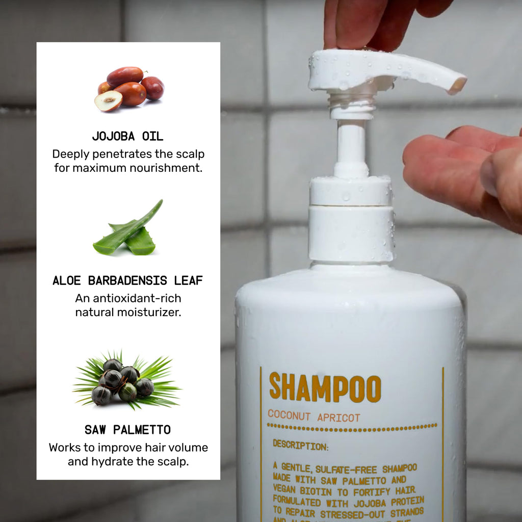 Blu Atlas Men's Natural Shampoo – Organic, Sulfate-Free, Paraben-Free – Coconut Apricot – 32 oz