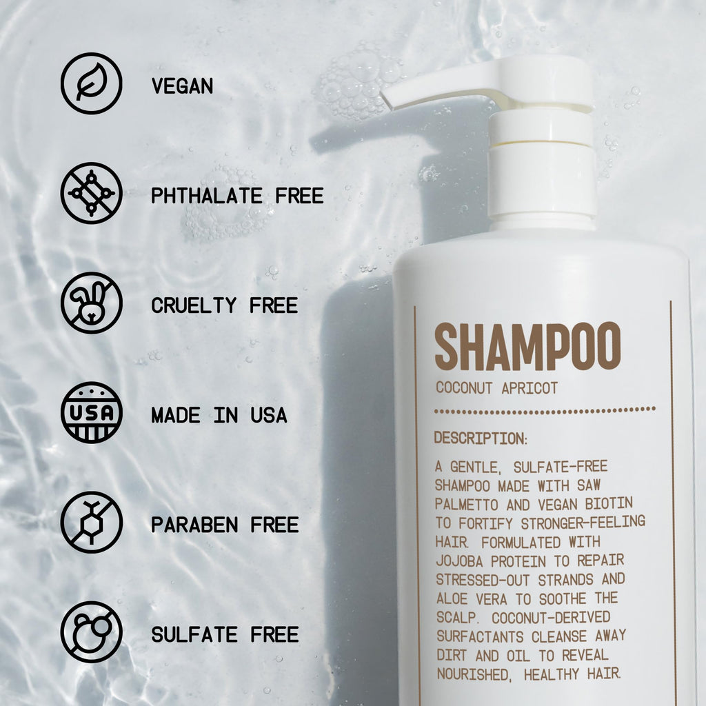 Blu Atlas Men's Natural Shampoo – Organic, Sulfate-Free, Paraben-Free – Coconut Apricot – 32 oz