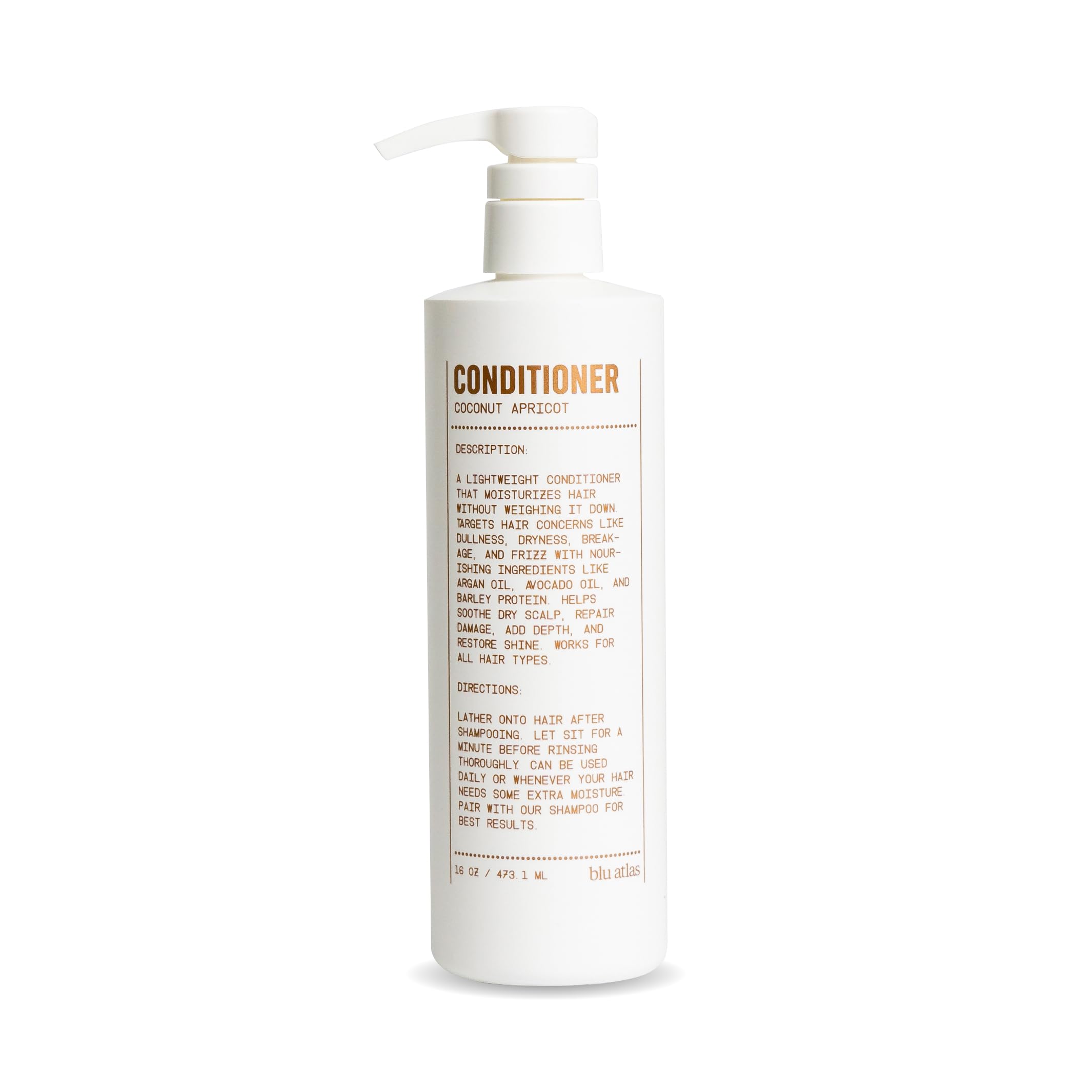 Blu Atlas Men's Natural Conditioner – Organic, Sulfate-Free, Coconut Apricot Scent, 16 oz