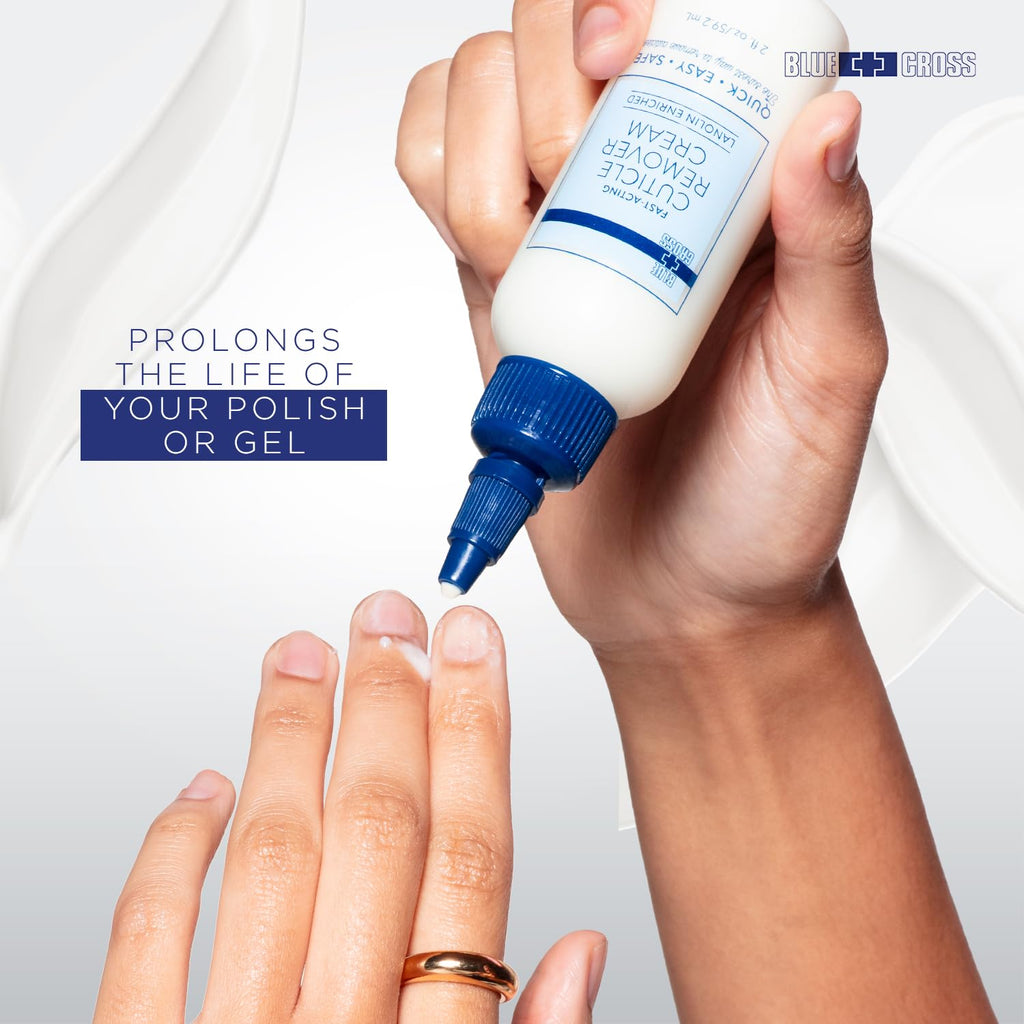 Blue Cross Cuticle Remover Cream – Dry Cuticle Softener, 4oz, Made in USA
