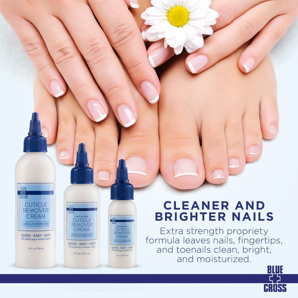 Blue Cross Cuticle Remover Cream – Dry Cuticle Softener, 4oz, Made in USA