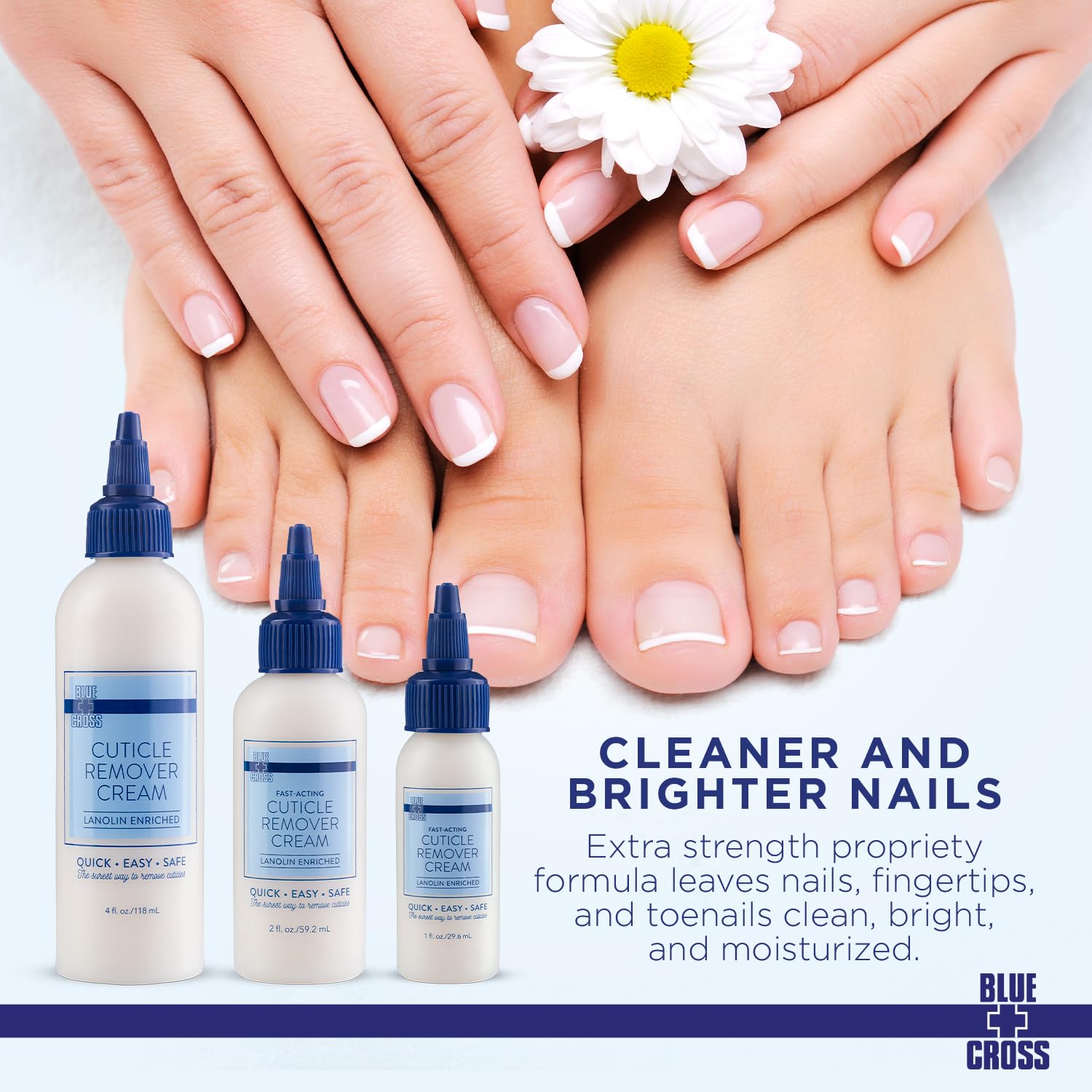 Blue Cross Cuticle Remover Cream – Dry Cuticle Softener, 4oz, Made in USA