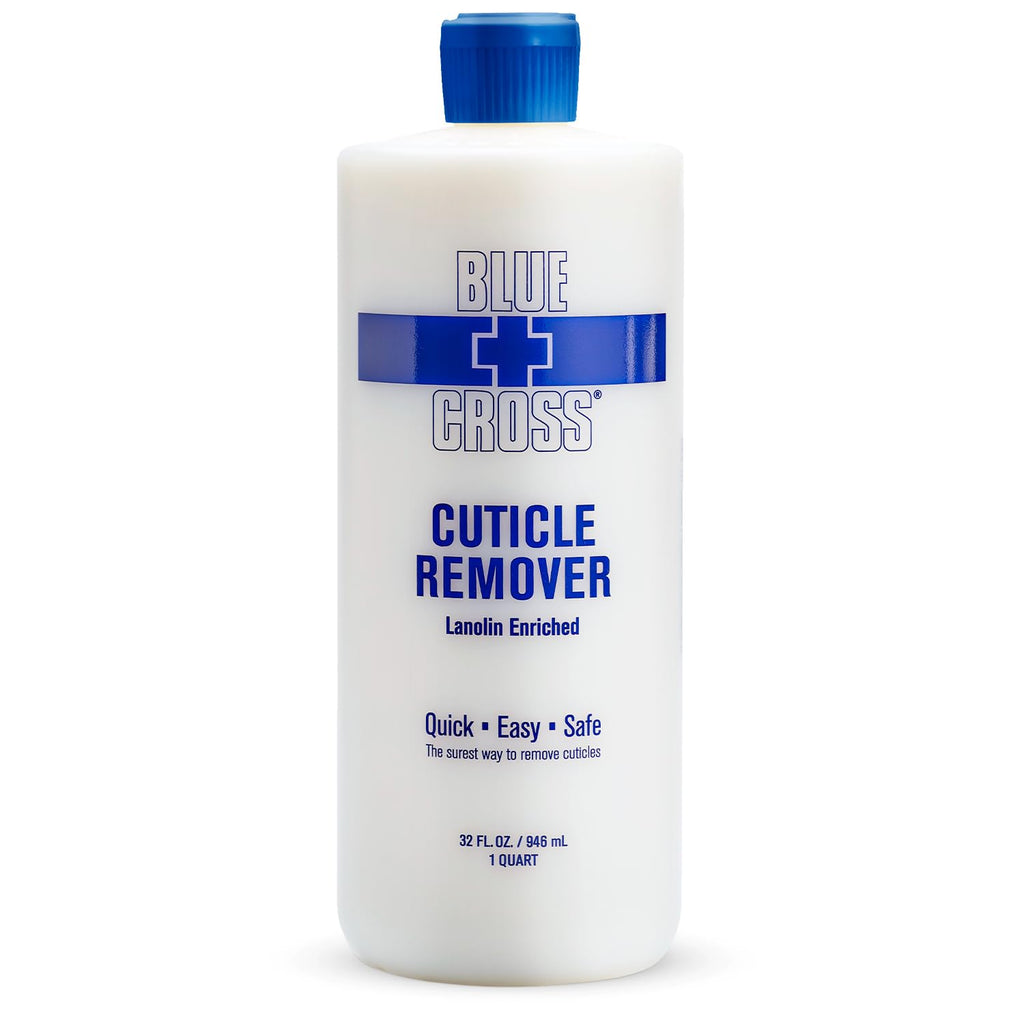 Blue Cross Cuticle Remover & Softener Liquid – Lanolin Hydration, 32oz, Made in USA