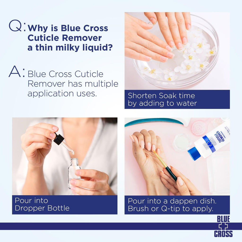 Blue Cross Cuticle Remover & Softener Liquid – Lanolin Hydration, 32oz, Made in USA