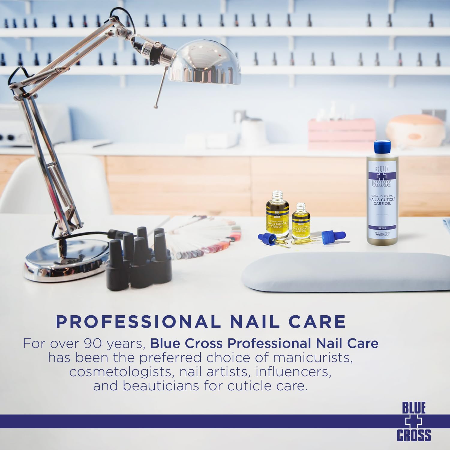 Blue Cross Nail & Cuticle Care Oil – All Natural, Mineral Oil Free, Lemongrass/Lavender, USA Made, 16oz