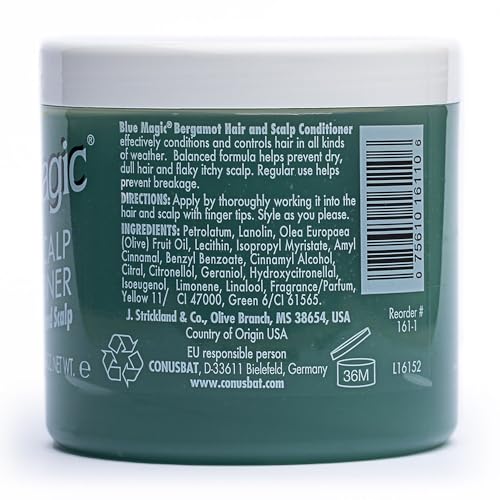 Blue Magic Bergamot Hair and Scalp Conditioner – 12 oz (Pack of 3) | Smooth, Non-Greasy Hydration