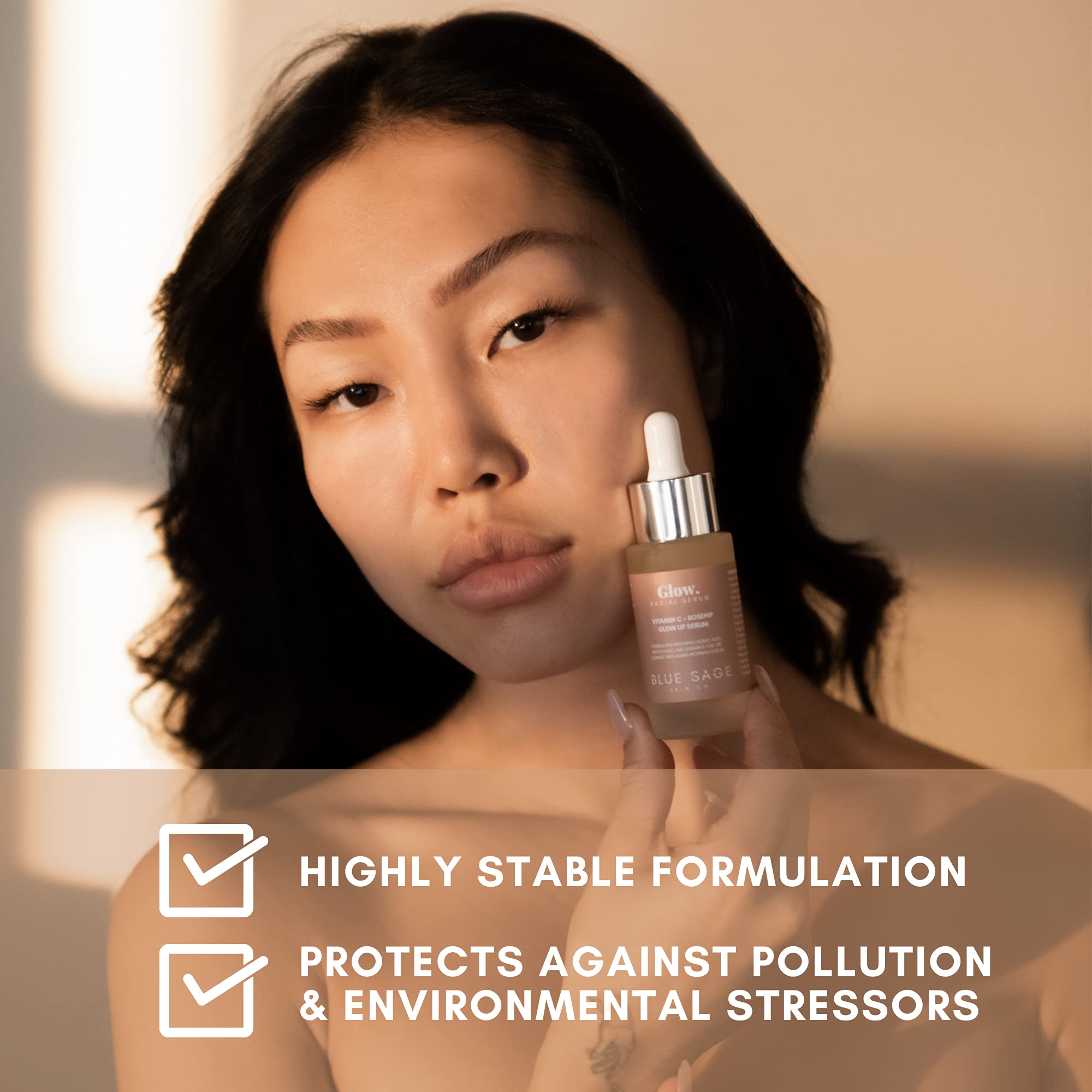Blue Sage Vitamin C + Rosehip Glow Up Daily Facial Serum | Hydration, Brightening & Gentle Exfoliation