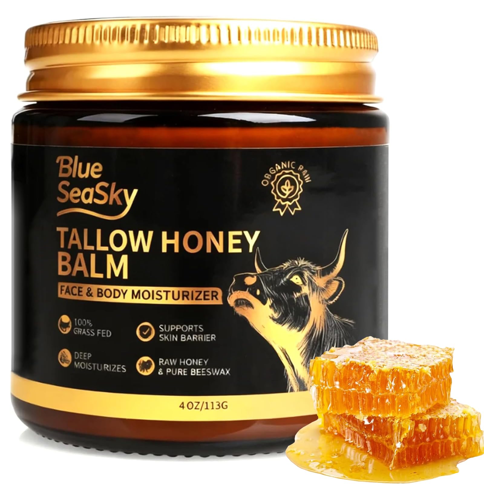 Blue Sea Sky Beef Tallow Skin Moisturizer – Handmade Whipped Tallow for Face, Hands & Body (4 oz)
