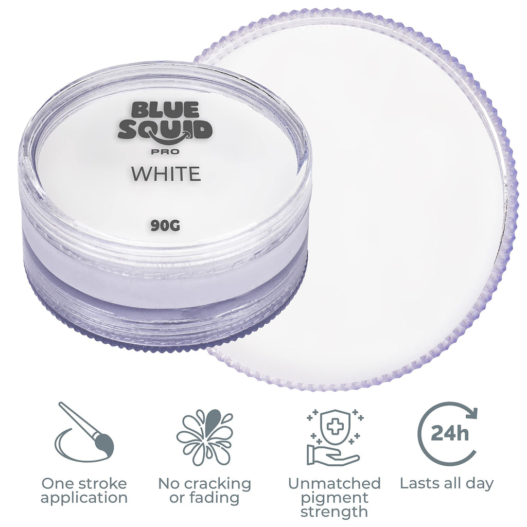 Blue Squid PRO Face Paint - White 90g / 3oz | Water-Based, Professional Face & Body Paint