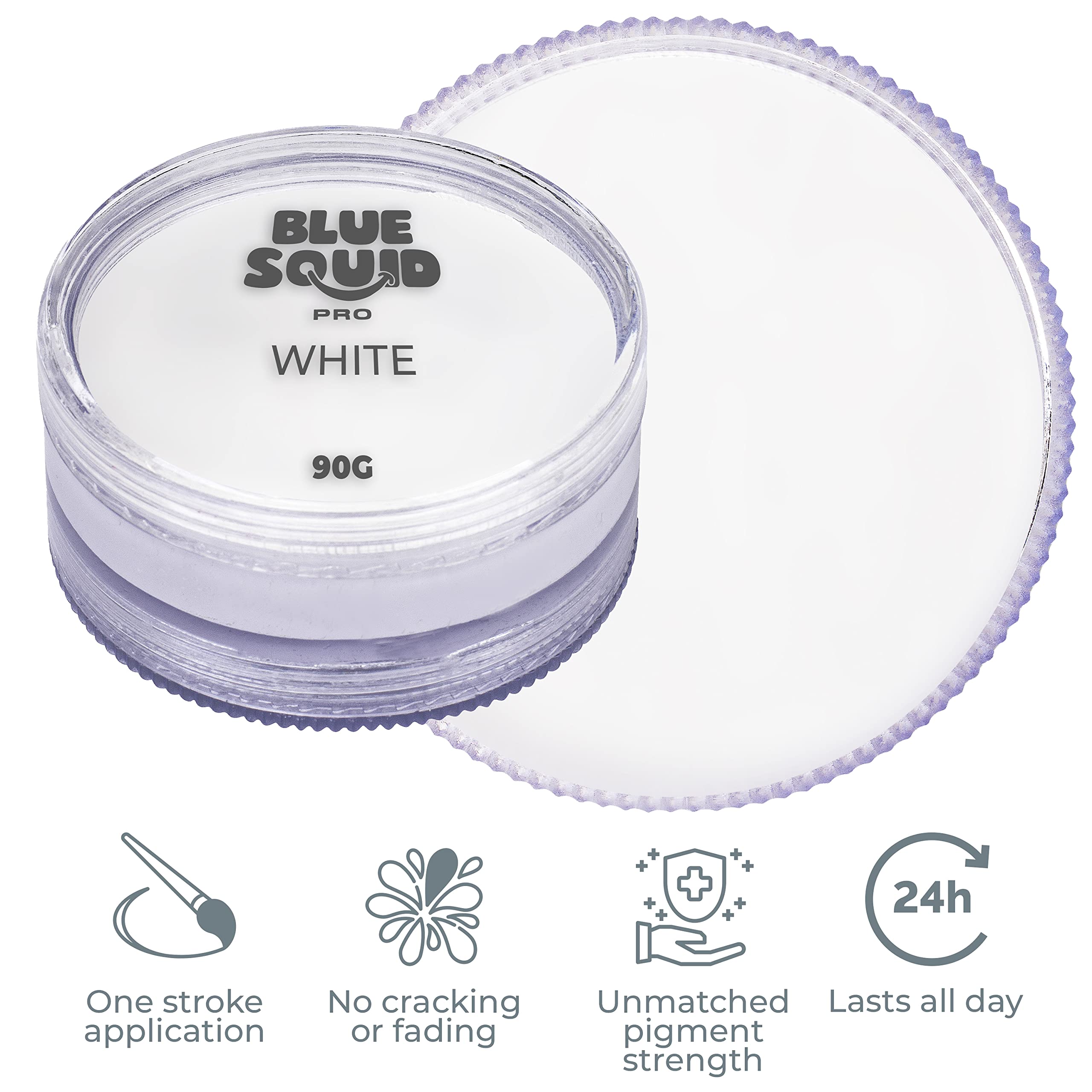 Blue Squid PRO Face Paint - White 90g / 3oz | Water-Based, Professional Face & Body Paint