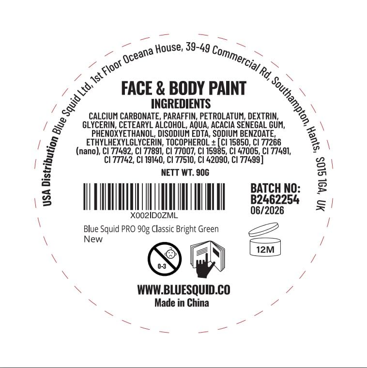 Blue Squid PRO Face Paint - Bright Green 90g / 3oz | Water-Based Professional Face & Body Paint