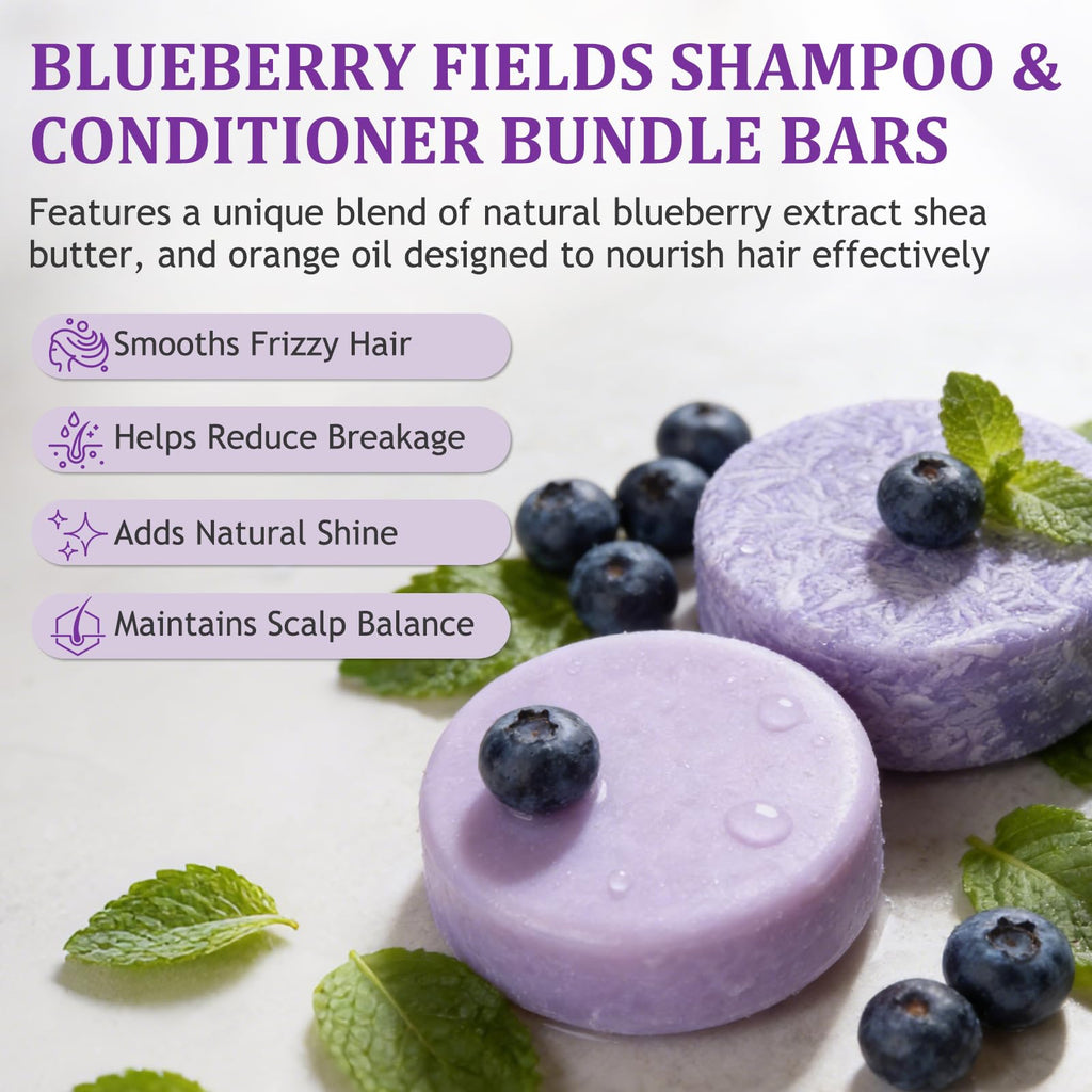 Blueberry Fields Shampoo & Conditioner Bundle – Natural Blueberry Extract for Thinning Hair