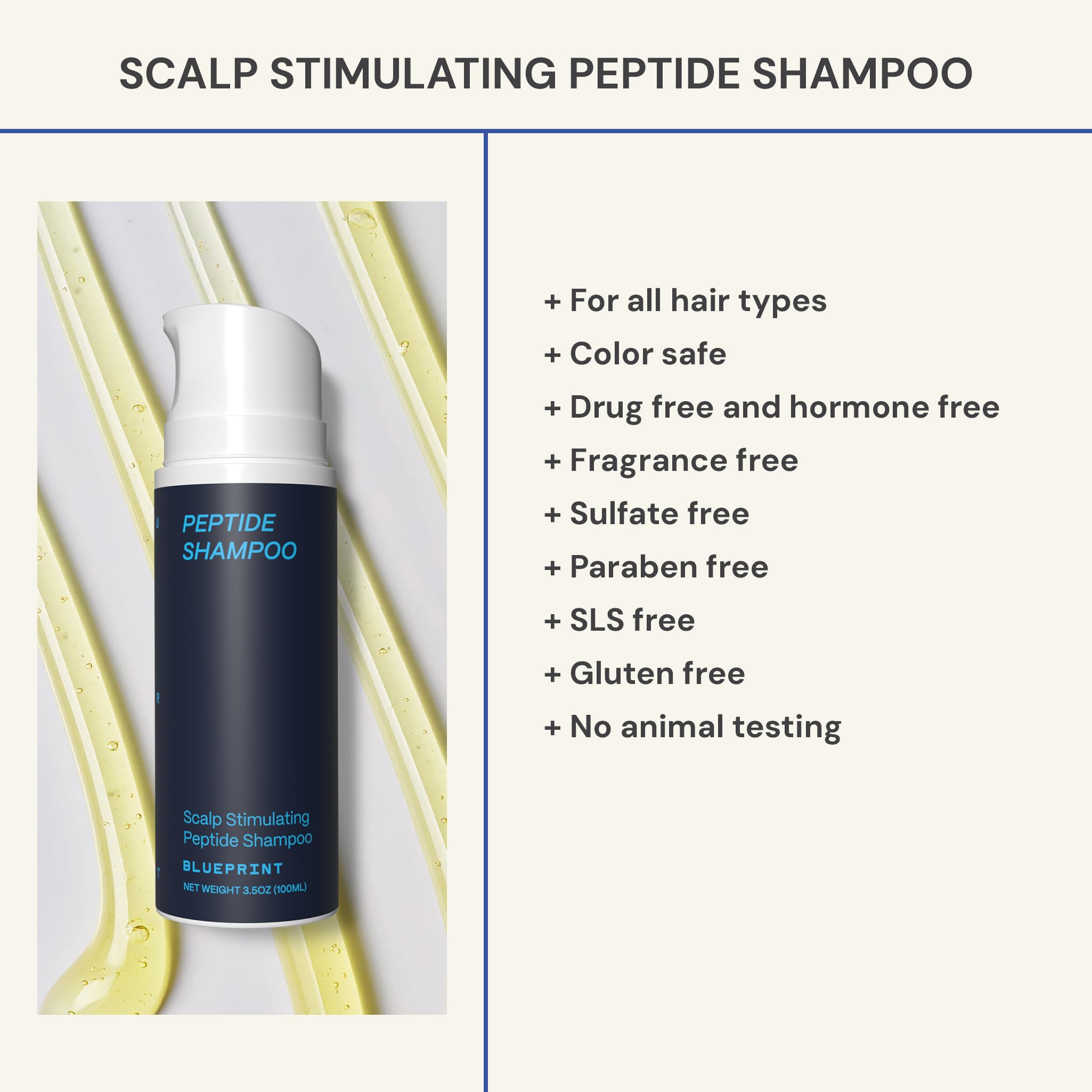 Blueprint Bryan Johnson Peptide Shampoo – 8-Peptide Scalp Treatment with VEGF, Caffeine & Menthol (Fragrance-Free)