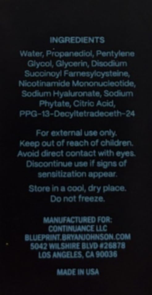 Blueprint Bryan Johnson Facial Serum with SFC & NMN – Age-Defying & Hydration