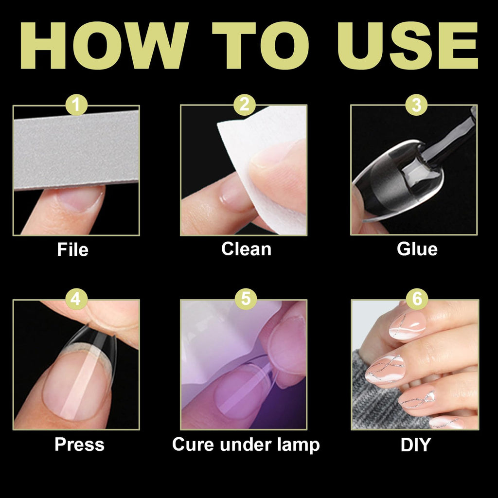 BlueZOO 600Pcs Short Almond & Tapered Round Soft Gel Nail Tips Set – 15 Sizes, 2 Shapes, Clear