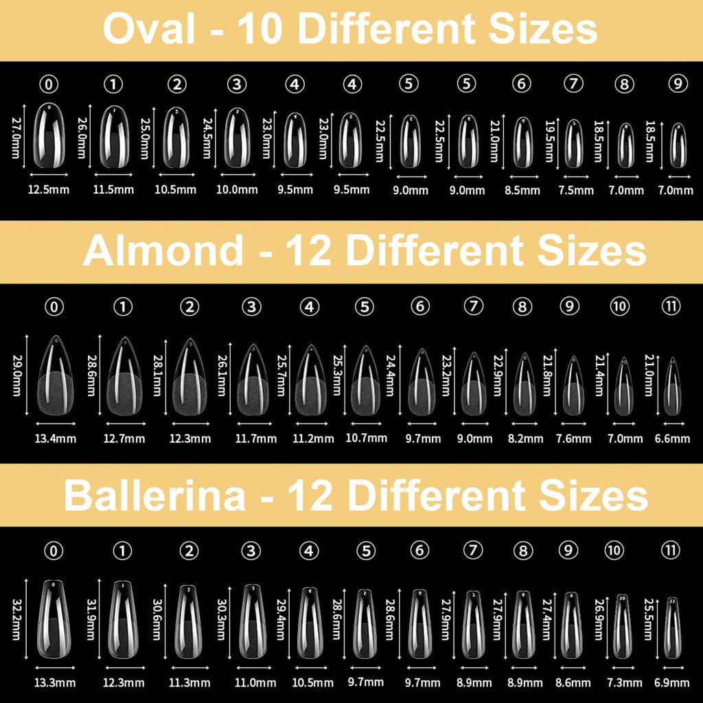 BlueZOO Gel Long Nail Tips – 360Pcs Pre-etched Almond, Coffin, Oval Press-On Nails | Salon-Quality DIY Kit