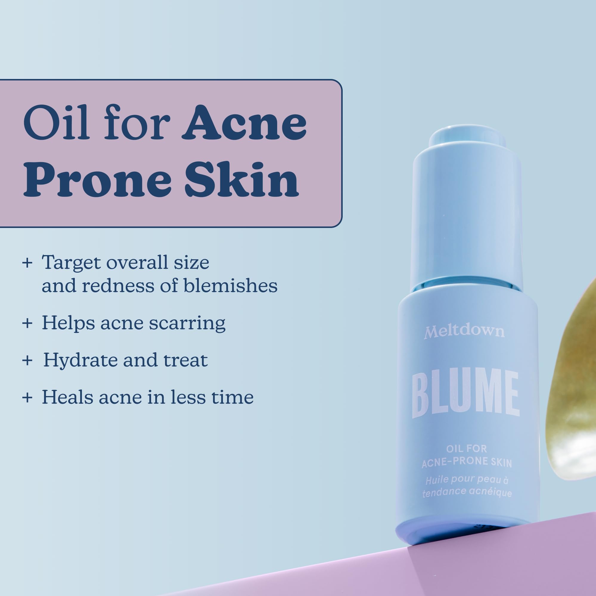 Blume Meltdown - Blue Tansy Face Oil for Acne & Pore Minimizing | Hydrating, Skin-Smoothing Serum