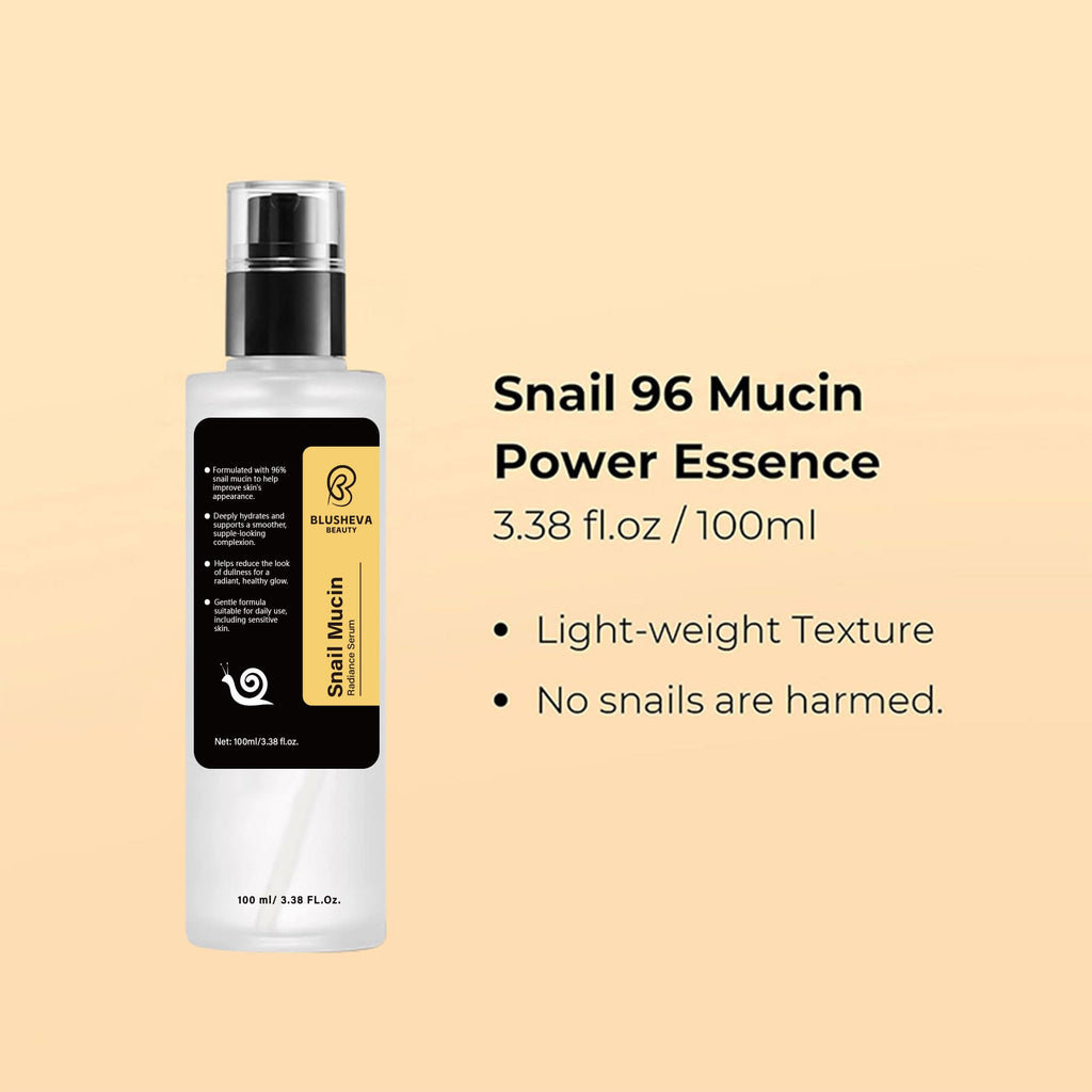 Blusheva Beauty Snail Mucin Radiance Serum – 96% Snail Filtrate Hydration & Anti-Aging, 100ml