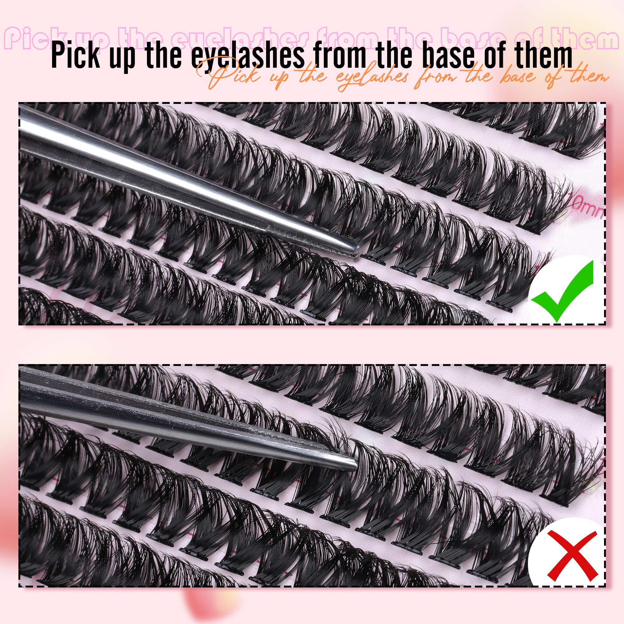Boahankuke 640PCS Lash Clusters – DIY Volume Eyelash Extensions, D Curl & Wispy Styles (60D 8-16mm, 80D 10-18mm)